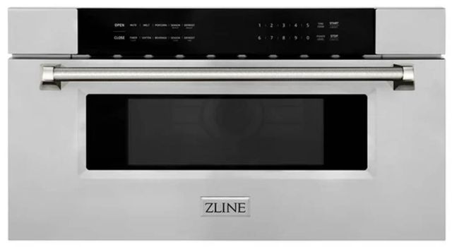 ZLINE Autograph Edition 30" 1.2 Cu. Ft. Stainless Steel Built-in Microwave Drawer with Polished Nickel Helix Handle-0