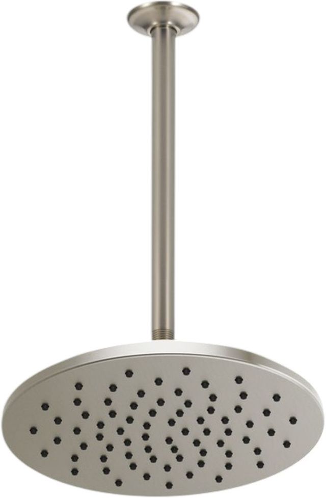 Brizo Essential™ Brilliance® Brushed Nickel 12" Linear Round Single-Function Raincan Shower Head-2