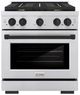 ZLINE Autograph Edition 30" Stainless Steel Pro Style Gas Range with 4 Burner Cooktop and Matte Black Accents-0