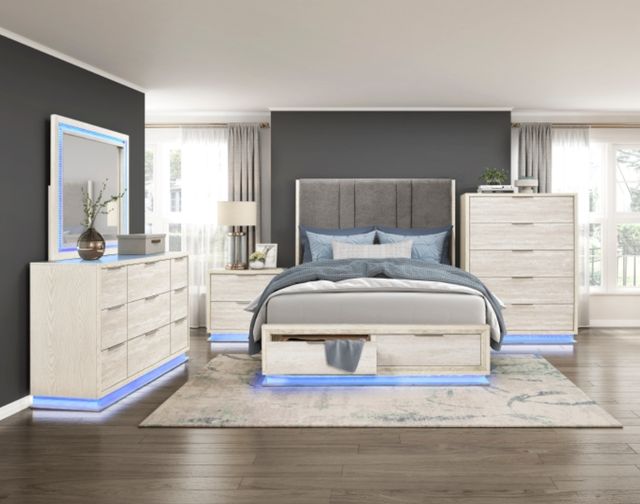 Homelegance® Noctis Beige/Gray California King Platform Bed with Footboard Storage-1