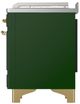 Ilve® Majestic III 48" Emerald Green Pro Style Dual Fuel Natural Gas Range with French Top and Brass Trim-3