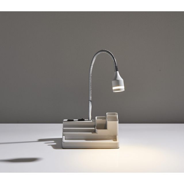 Adesso® LED Charging Station White and Brushed Steel Desk Lamp-1