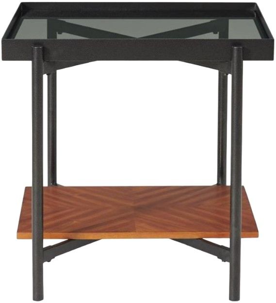 Riverside Furniture Lennox Black Rectangular Side Table with Rosewood Base-1