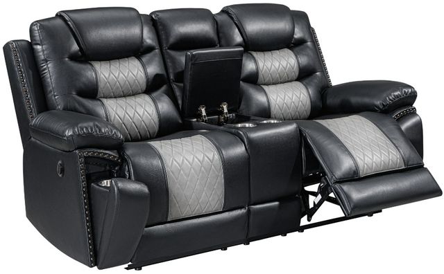 New Classic® Home Furnishings Nikko Black/Gray Power Reclining Console Loveseat-3