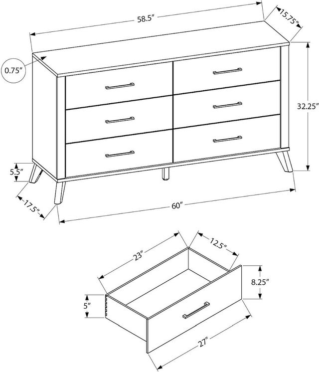 Monarch Specialties Inc. Graphite/Grey Dresser-1