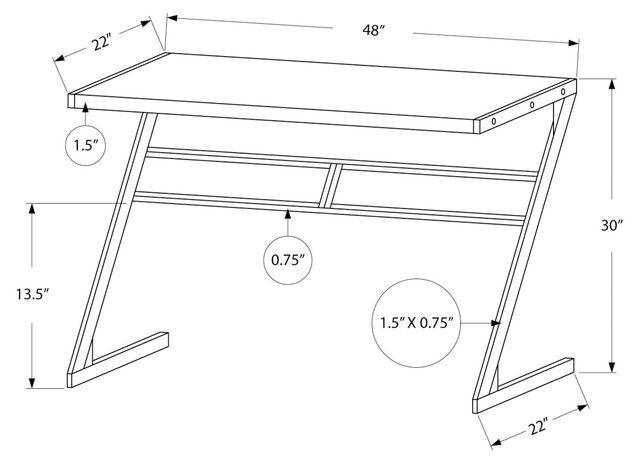 Monarch Specialties Inc. 48"L Espresso and Silver Metal Computer Desk-3