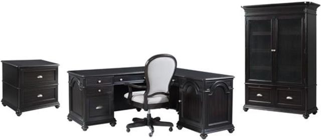 Riverside Furniture Clinton Hill Kohl Black Round Back Upholstered Desk Chair-2