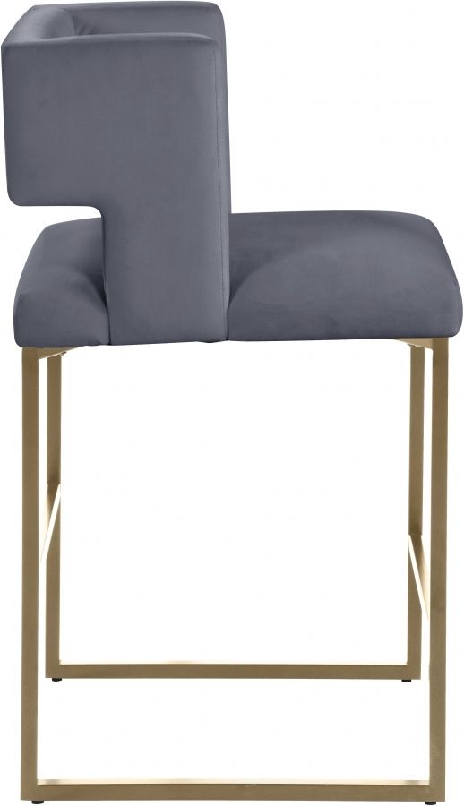 Meridian Furniture Caleb Grey Velvet Counter Stool-3