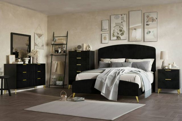 New Classic® Home Furnishings Kailani Black Upholstered Queen Panel Bed-1