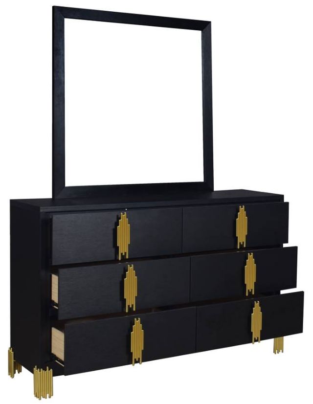 black dresser mirror Renova Vintage 7-Drawer with Roundhill Furniture lined styling Stormy Ridge Chicory Black Dresser