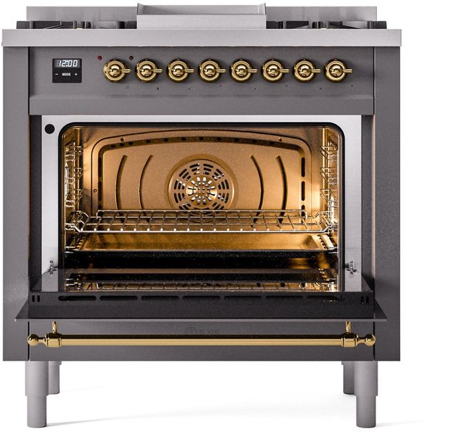 Ilve® Nostalgie II Series 36" Graphite Matte Pro Style Dual Fuel Range-2