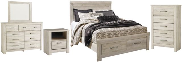 Signature Design by Ashley® Bellaby 5-Piece Whitewash Queen Storage Platform Bed Set-0