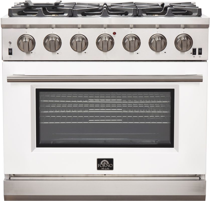 FORNO® Capriasca 36" Stainless Steel Pro Style Gas Range with White Door