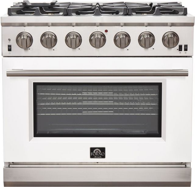 FORNO® Capriasca 36" Stainless Steel Pro Style Gas Range with White Door-0