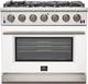 FORNO® Capriasca 36" Stainless Steel Pro Style Gas Range with White Door-0