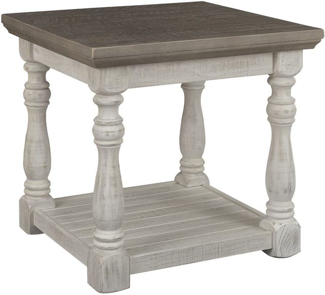 Clearance Signature Design by Ashley® Havalance Gray End Table with Vintage White Base-2