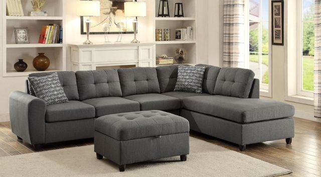 Coaster® Stonenesse 2-Piece Gray Sectional with Ottoman-1