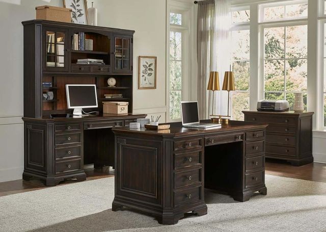 aspenhome® Hampton Black Cherry Credenza Desk-1