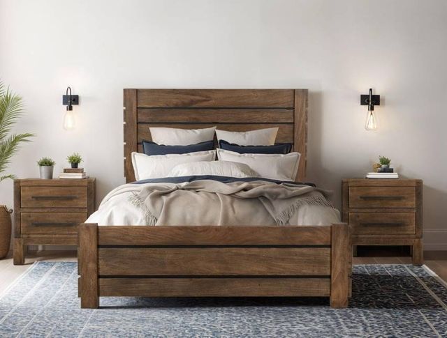 International Furniture Direct Merida Brown Eastern King Panel Bed-1