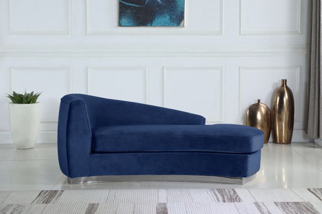 Meridian Furniture Julian Navy/Chrome Velvet Chaise-3