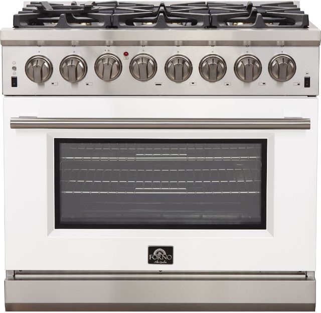 FORNO® Capriasca 36" Stainless Steel Pro Style Dual Fuel Range with White Door-0