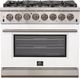 FORNO® Capriasca 36" Stainless Steel Pro Style Dual Fuel Range with White Door-0
