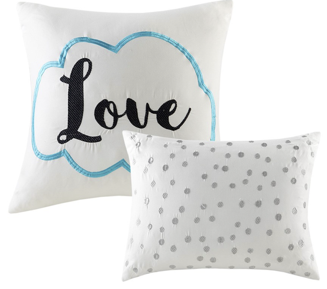 Olliix by Intelligent Design Raina Aqua and Silver King/California King Metallic Printed Comforter Set-1