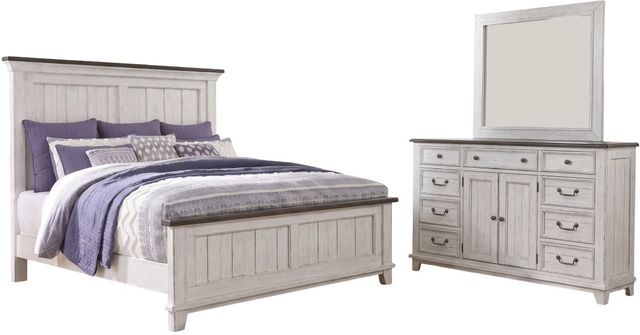 Liberty Furniture River Place 3-Piece Riverstone White/Tobacco King Bedroom Set-0
