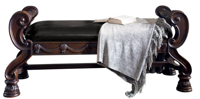 Millennium® By Ashley® North Shore Dark Brown Large Upholstered Bedroom Bench-0