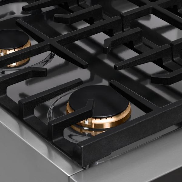 ZLINE Paramount Autograph Edition 30" Stainless Steel Gas Cooktop with Polished Gold Accents-3