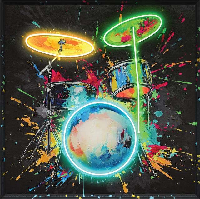 Classy Living Luminous Vivid Neon Drum Wall Art-0
