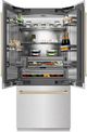 ZLINE Autograph Edition 36" 19.6 Cu. Ft. Satin Stainless Steel Built-In French Door Refrigerator with Champagne Bronze Accents-3