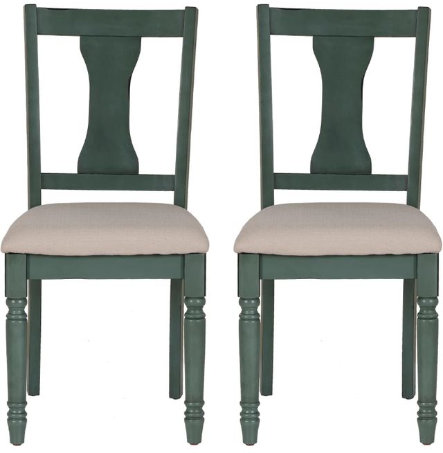 Powell® Willow Beige/Teal Blue Dining Side Chair-3