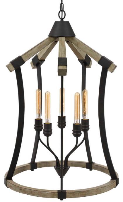 Cal® Lighting & Accessories Dali Iron/Light Oak Chandelier-1
