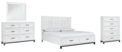 Benchcraft® Brynburg 4-Piece White King Storage Panel Bed Set-0