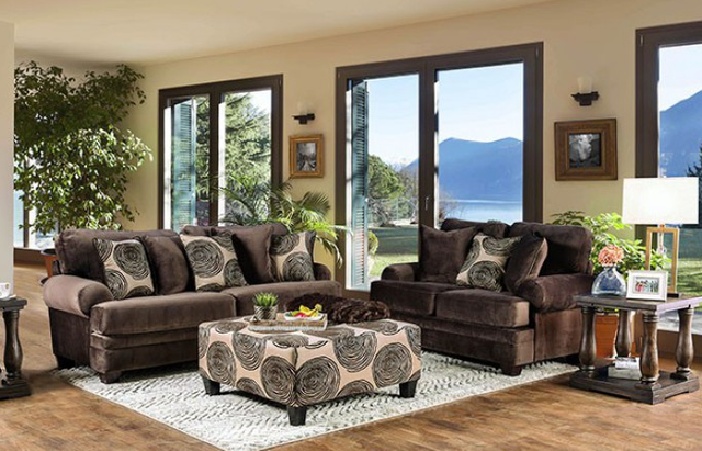 Furniture of America® Bonaventura Brown Ottoman-1