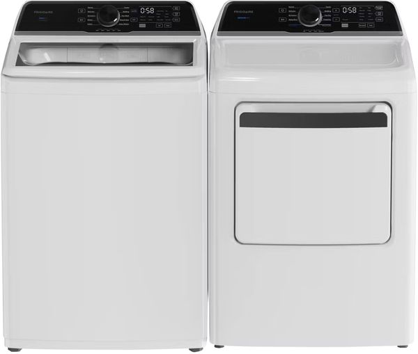 Frigidaire White Agitator Top Load Washer and Electric Dryer Laundry Pair