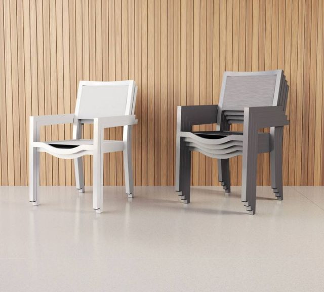 Sunset West Vegas Graphite Fabric/Metal Outdoor Dining Chair-4