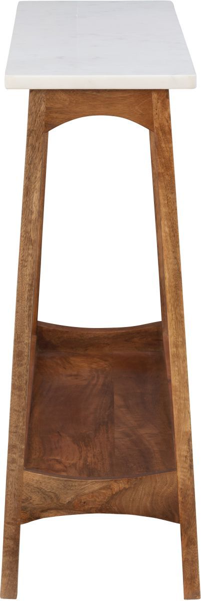 Powell® Rainier White Marble Top Console Table with Warm Brown Base-2