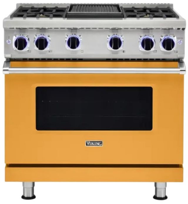 Viking® 7 Series 36" Daffodil Pro Style Natural Gas Range with Griddle