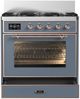 Ilve® Majestic III 30" Blue Gray Pro Style Dual Fuel Natural Gas Range with Triple Glass Door and Copper Trim-1