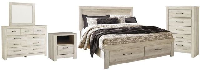 Signature Design by Ashley® Bellaby 5-Piece Whitewash King Platform Storage Bed Set-0