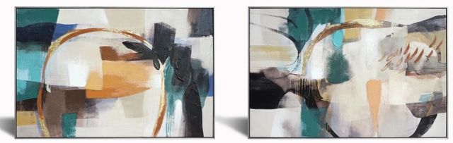 Classy Art 2-Piece Style 19 Hand Painted Textured Canvas in Frame Wall Art Set-1