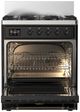Ilve® Majestic III 30" Glossy Black Pro Style Dual Fuel Liquid Propane Range with Triple Glass Door and Burnished Trim-2