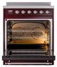 Ilve® Nostalgie II Noblesse 30'' Burgundy Pro Style Induction Range with Chrome Trim-1