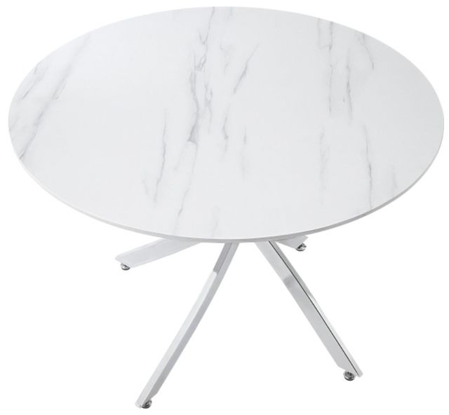 Homelegance® Topeka White Dining Table with Chrome Base-3