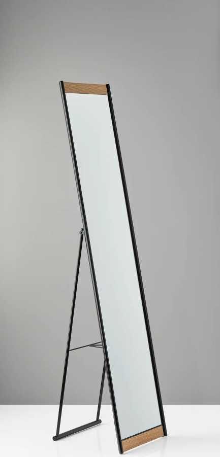 Adesso® Albert Black Floor Mirror with Natural Paper-3