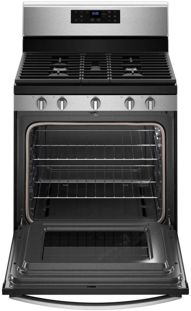 Whirlpool® 30" Free Standing Gas Range-Black-On Stainless-1