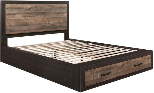 Homelegance® Miter Dark Ebony/Rustic Mahogany Eastern King Storage Platform Bed-0