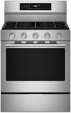 KitchenAid® 30" FingerPrint Resistant Stainless Steel Smart Freestanding Gas Range with Convection Cooking Modes